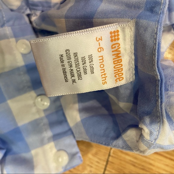 3-6 month Gymboree white and blue plaid romper - Picture 2 of 3